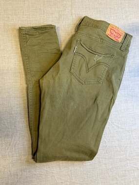 Levi's 535 Super Skinny Distressed Olive Green Jeans Size 30